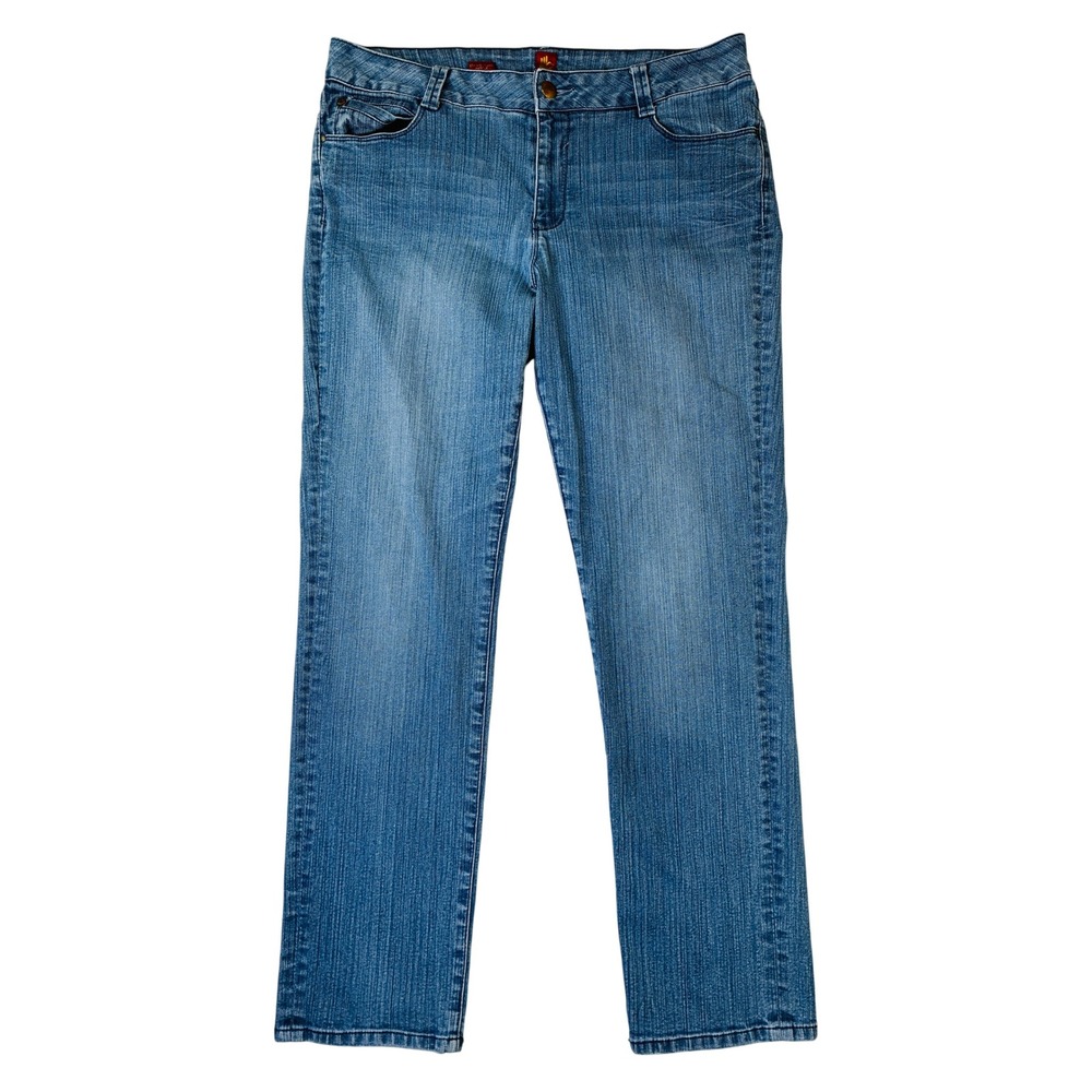 Ooh La La Womens Straight Leg Jeans Blue Medium Wash Stretch Denim Size 16